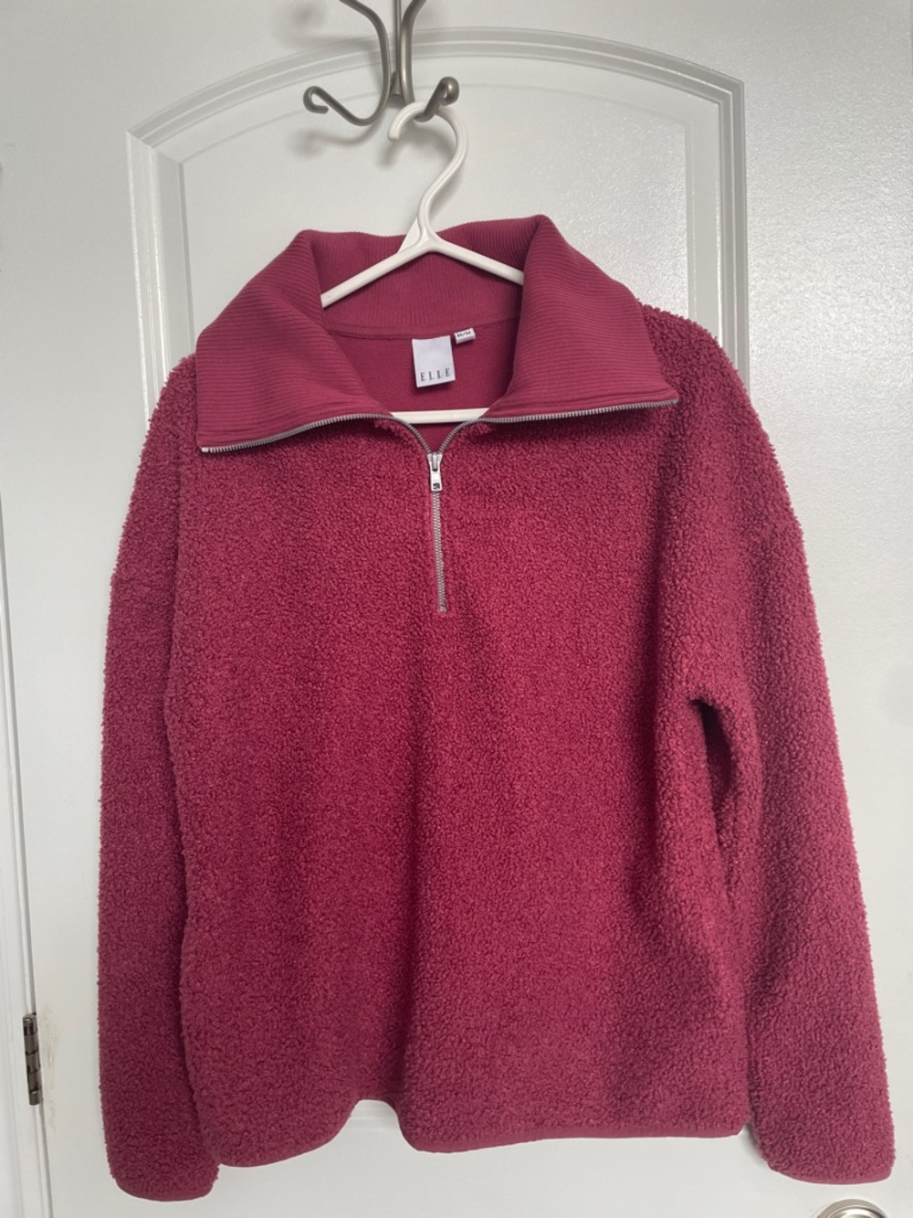 Elle Plush Half-Zip Pullover in Raspberry